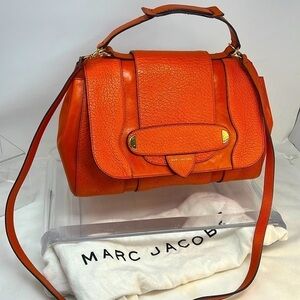 Marc Jacobs Orange Leather Thompson Top Handle Satchel w/detachable strap